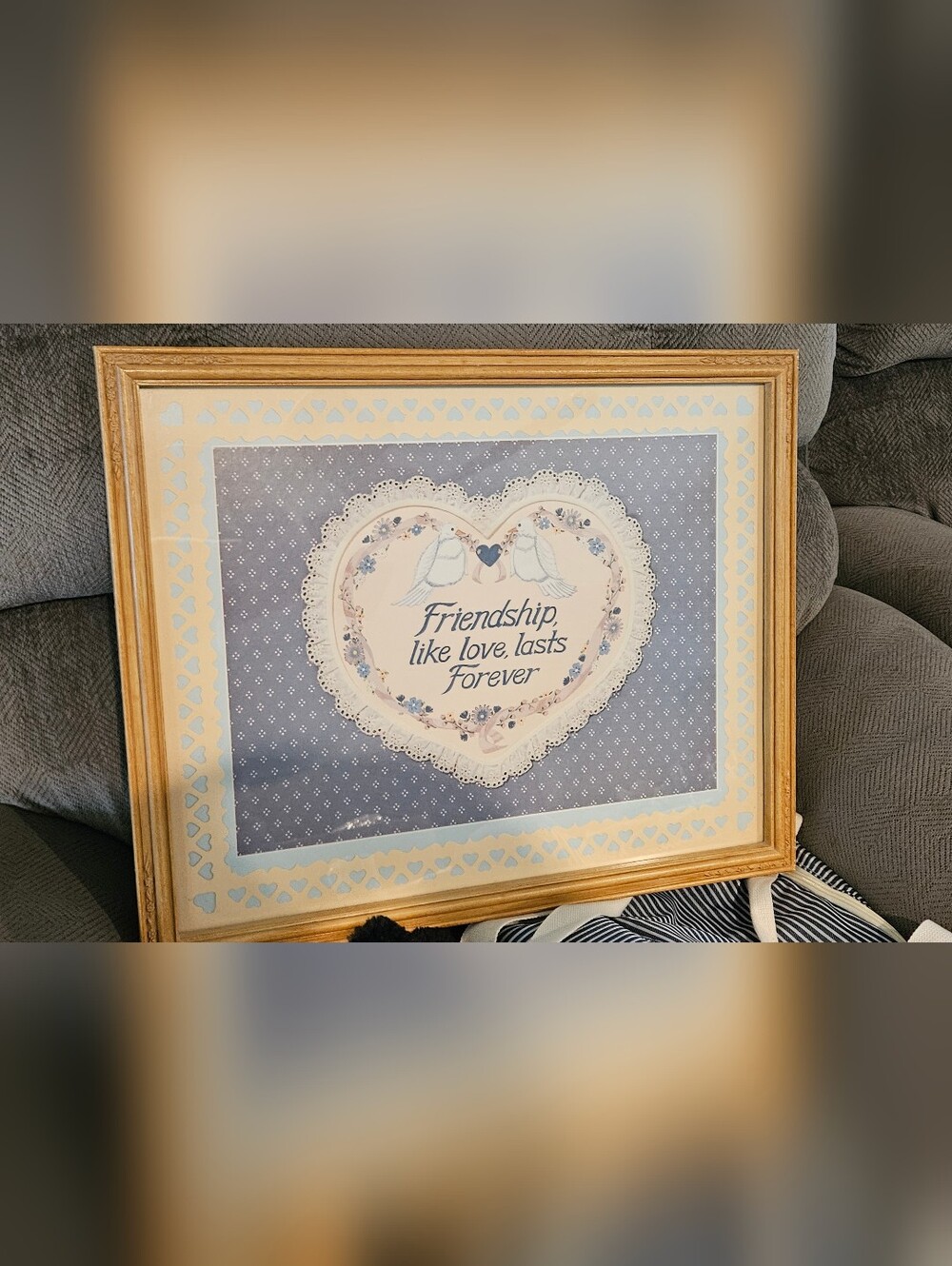 Vintage 80s/90s Friendship Like Love Lasts Forever Wood Framed Wall Art